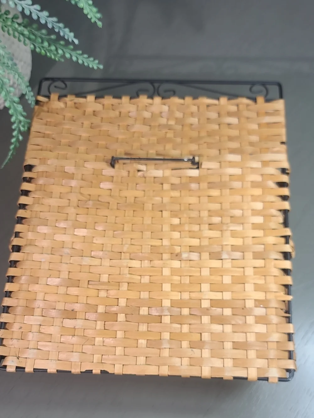 Woven Basket Organizer with Black Metal Accents